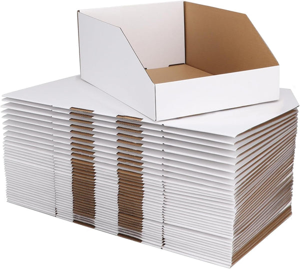 Cardboard Storage Bins Boxes 35 Packs 12X8X4.5 Inches, Easy Assembly Pantry Organizer Bins for Shelf, White1