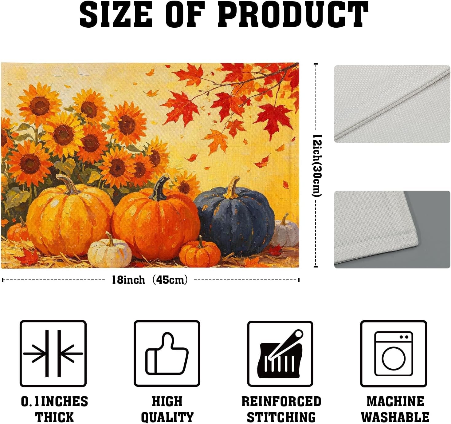 fall-pumpkin-sunflower-placemats-set-of-4-thanksgiving-autumn-maple-leaf-table-mats-harvest-farmhouse-holiday-place-mats-washable-linen-placemat-for-party-kitchen-dining-decor-12x18-inch