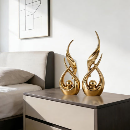 2 PCS Gold Ceramic Statues for Home Decor Accents, Modern Abstract Art Sculptures, Elegant Tabletop Decorative Objects for Dining Room, Entryway, Tv Stand, Mantel, Coffee Table Centerpieces6