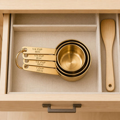 Stainless Steel Metal Measuring Cups, Gold Finish8