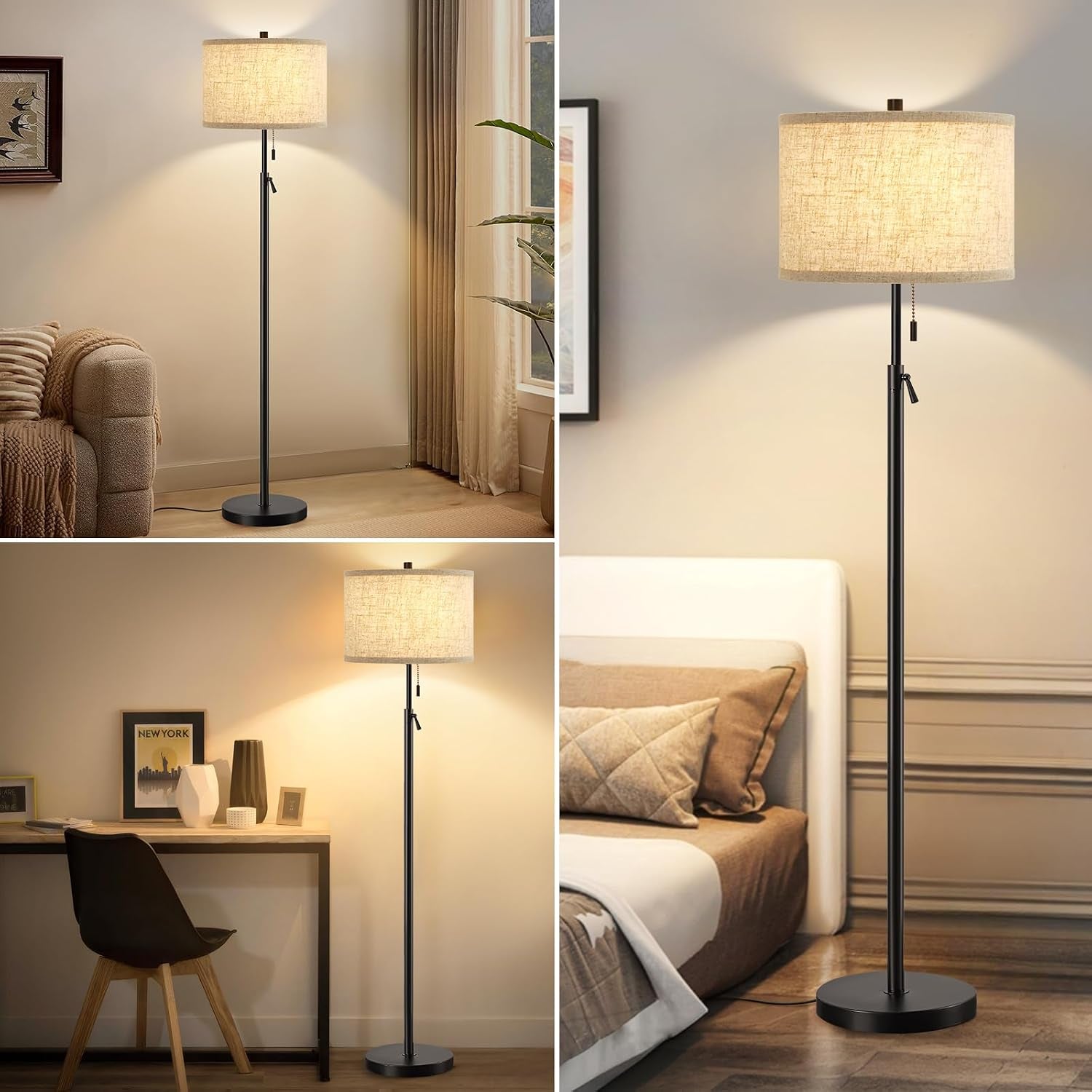 black-floor-lamp-height-adjustable-standing-lamp-tall-lamp-with-fabric-lampshade-pull-chain-corner-floor-lamps-for-living-room-bedroom-office-bulbs-not-includedblack-base