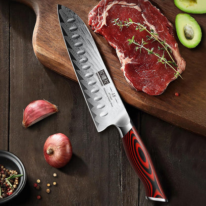 Knife Set with Block, 7PCS Damascus Knife Set with Sharpener | 67 Layers Damascus Steel, Professional Kitchen Knife Set with Ergonomic G10 Handle, Razor Sharp Chef Knife & Gift Box8