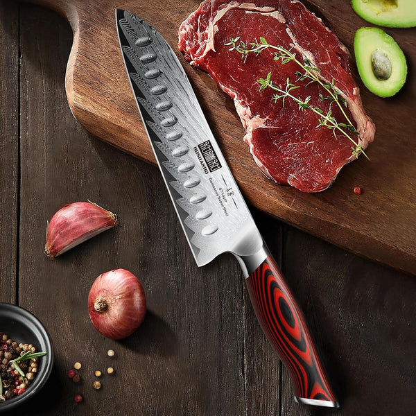 Knife Set with Block, 7PCS Damascus Knife Set with Sharpener | 67 Layers Damascus Steel, Professional Kitchen Knife Set with Ergonomic G10 Handle, Razor Sharp Chef Knife & Gift Box8