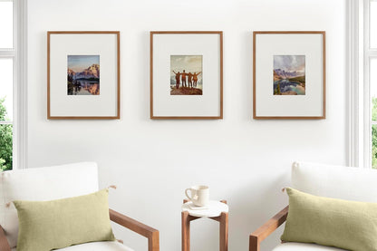 Gallery Rectangle Picture Frame Set of 3, 16 X 20 Matted to 8 X 10, Brown, Modern Three-Piece Photo Frame Set for Gallery Wall Decor in Living Room Wall Display3