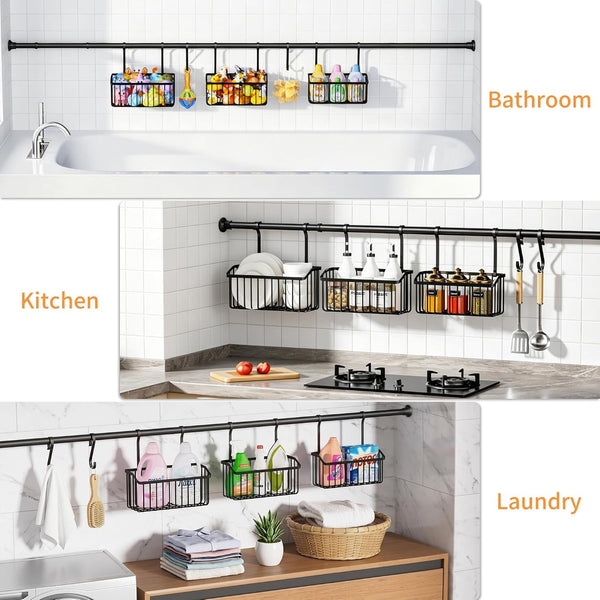 Over-The-Tub Bath Toy Storage, Adjustable Tub Organizer, Black6