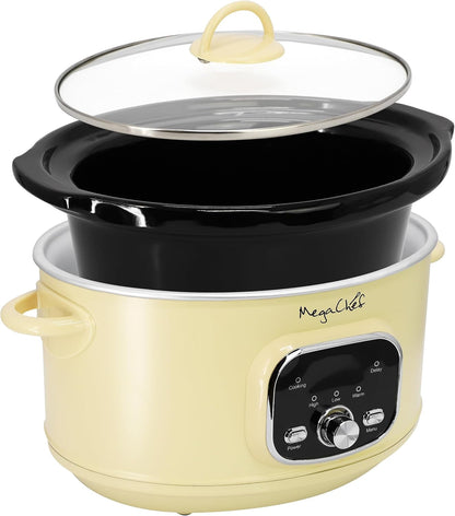 3.7 Quart Electric Countertop Slow Cooker Appliance with Removable Ceramic Pot Ivory, Adjustable Temperature (3.7 Qt Ivory)2