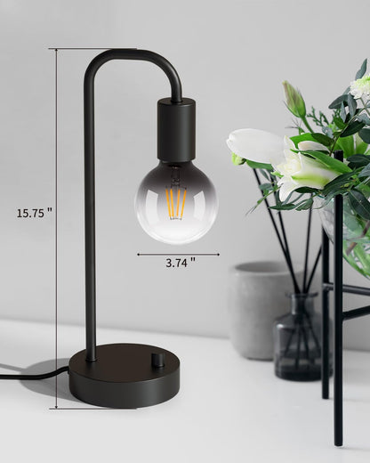 Industrial Table Lamp Set of 2, Fully Dimmable beside Lamp with Gradient Black Art LED Bulb, Modern Nightstand Desk Lamps for Bedroom, Living Room, Office, Reading(Bulb Included)7