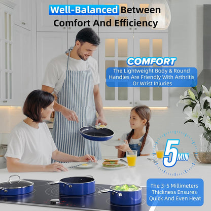 Deluxe  14PC Healthy Pots and Pan with 9H Anti-Scratch Coating, 2-Layer Non-Stick Ceramic&Pfas Free, Sensitively&Evenly Induction Cooking, Enhanced Flavor with Infrared Cookware, Dishwasher Safe2