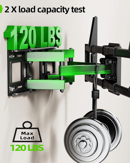 Full Motion TV Wall Mount for 42-82 Inch Tvs up to 120Lbs, Wall Mount TV Bracket with Articulating Swivel Tilt Extension Leveling, Max VESA 600X400Mm Fits 12/16" Wood Stud5