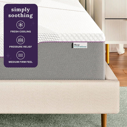 Marley 12 Inch Green Tea Gel Memory Foam Mattress, King Size, Bed in a Box, Medium Firm Feel2