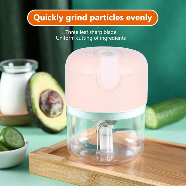 Mini Food Processor Garlic Chopper, 3 Blades Electric Veggie Vegetable Chopper, Garlic Slicer Chopper Vegetable Cutter Meat Garlic Mincer, 250Ml Portable Small USB Chopper for Chili Onion Fruit Meat6