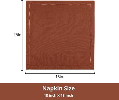 Hemstitch Cloth Napkins 18X18 in Set of 12 - Rust3