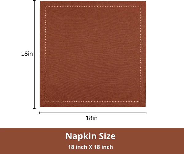 Hemstitch Cloth Napkins 18X18 in Set of 12 - Rust3