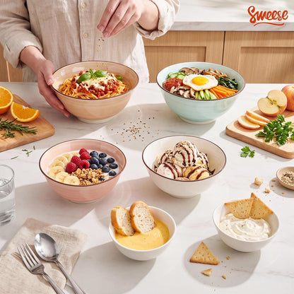 5 Oz Small Ceramic Bowls Set of 6, 3.9 Inch Snack Bowls for Yogurt, Ice Cream, Dips, Dessert & Sauce, Stackable Mini Serving Bowls for Kitchen, White4