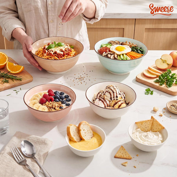 10 Oz Small Ceramic Bowls Set of 6, 4.5 Inch White Bowls for Yogurt, Oatmeal, Fruit, Dessert, Snacks and Small Cereal Bowls, Stackable Porcelain Bowls for Breakfast8