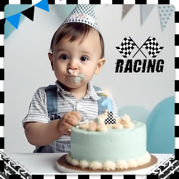 Racing Car Birthday Number Candle Race Car Cake Topper, Number 15
