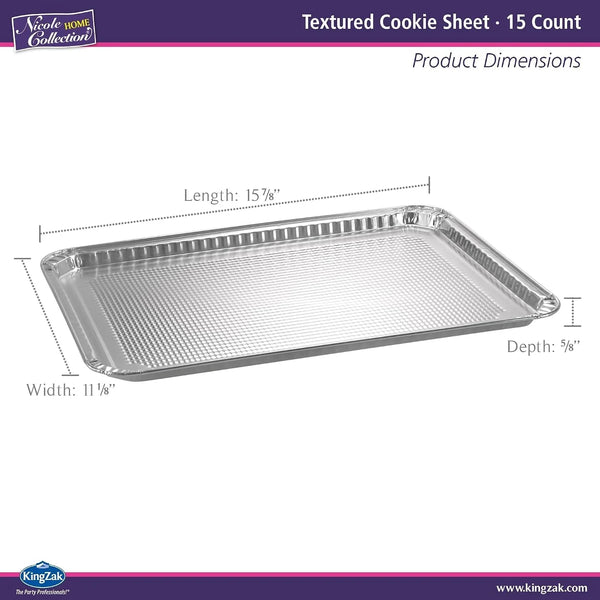 Aluminum Pans Half Size Textured Cookie Sheet 15 Count Durable Nonstick Baking Sheets 15.87" X 11" - Sheet Pan, Baking Tray, Cookie Sheets, Foil Pans, Foil Trays, Sheet Baking Pans2