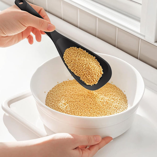 Silicone Cooking Utensils Set - 600°F Heat Resistant, Nonstick Kitchen Utensil Set with Spatulas, Spoons, Whisk, Tongs, BPA Free, Dishwasher Safe, Black3