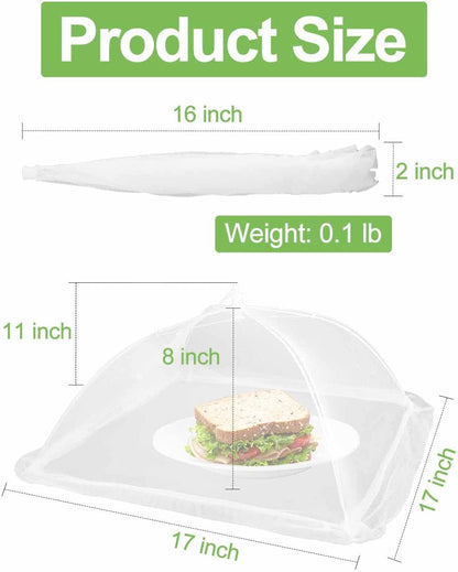 Large Food Cover,6 Pack Mesh Food Tent,17"X17",White Nylon Covers,Pop-Up Umbrella Screen Tents,Patio Net for Outdoor Camping, Picnics, Parties,Bbq,Collapsible and Reusable4