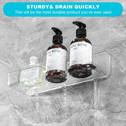 2-Pack Adhesive Shower Shelves, Acrylic Bathroom Wall Caddy, Clear4