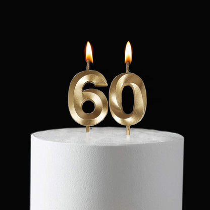 60Th Birthday Candles,Gold Number 60 Cake Topper for Birthday Decorations Party Decoration4