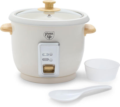 Rice Cooker with Removable Pfas-Free Ceramic Nonstick Pot, 3-Cups Uncooked/6-Cups Cooked, Grains & Oatmeal Multicooker, Compact One-Switch Design, Auto Keep Warm, Easy Clean, Cream1