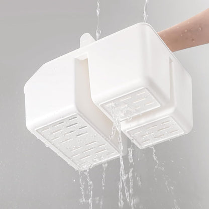 Plastic Shower Caddy, Portable Basket with Bamboo Handle, White4