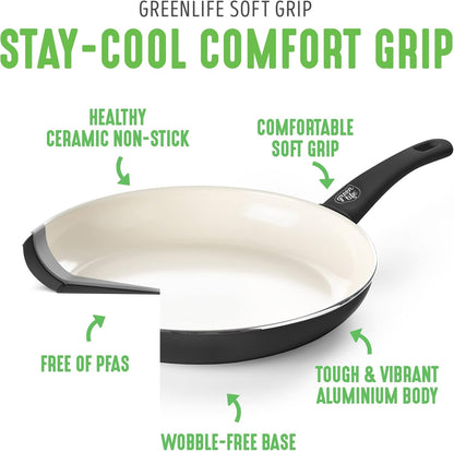 Soft Grip Healthy Ceramic Nonstick 23 Piece Kitchen Cookware Pots and Frying Sauce Saute Pans Set with Kitchen Utensils, Pfas-Free, Dishwasher Safe, Black4