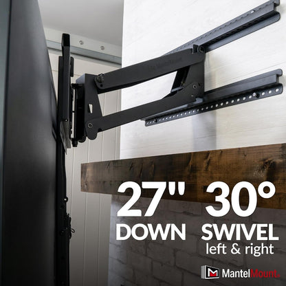 '- MM340 above Fireplace Pull down TV Mount- Televisions 44" to 80" up to 90 Lbs - Safe Auto-Adjusting TV Mounts - Patented Motion Stops, Handles, Balancing Technology - Superior Steel8