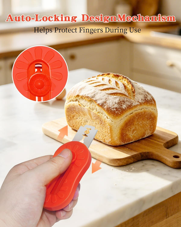 2PCS Bread Lame Sourdough Scoring Tool, Magnetic & Retractable Bread Scoring Tool, Scoring Knife for Bread Baking, Bread Razor for Homemade Bread, Lame Bread Tool, Includes 3 Razor Blades4
