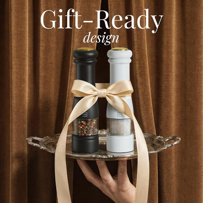 Electric Salt and Pepper Grinder Set, Black & White9