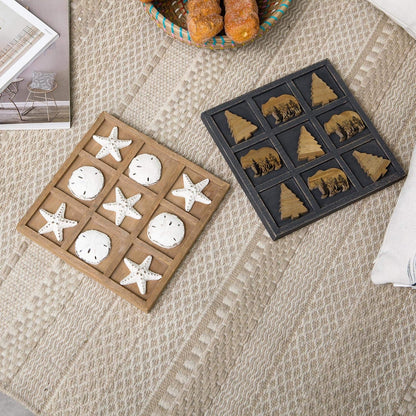 Cute Bear Decorative Wooden Board Travel Game Tic Tac Toe for Fun Coffee Table Decor7