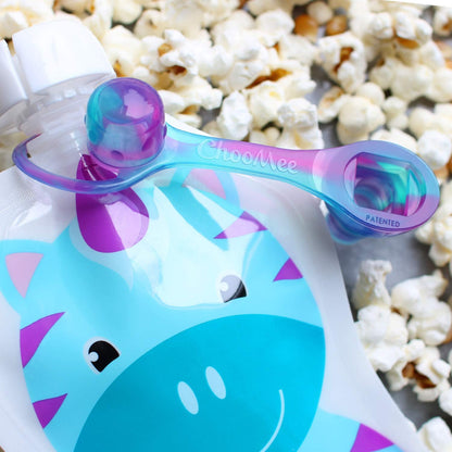 Softsip Food Pouch Top | Baby Led Weaning | No Spill Flow Control Valve, Protects Childs Mouth, 100% Silicone, BPA Free | Swirl Colors, 4 CT5