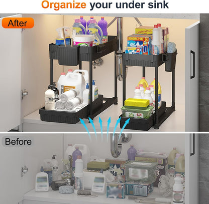 4-Pack 2-Tier under Sink Organizer with Pull Out Drawers3