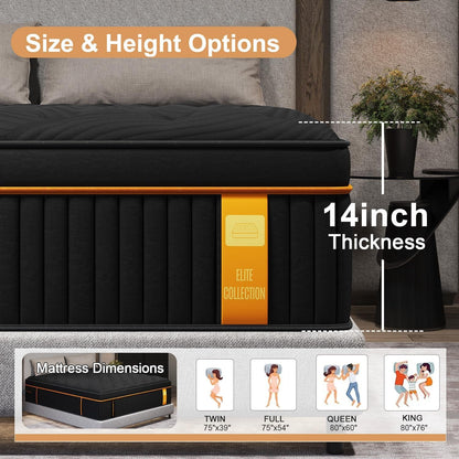 Full Size Hybrid Mattress 14 Inch Medium Firm Upgraded Edge Support2