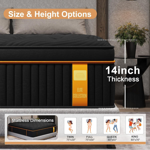 Full Size Hybrid Mattress 14 Inch Medium Firm Upgraded Edge Support2
