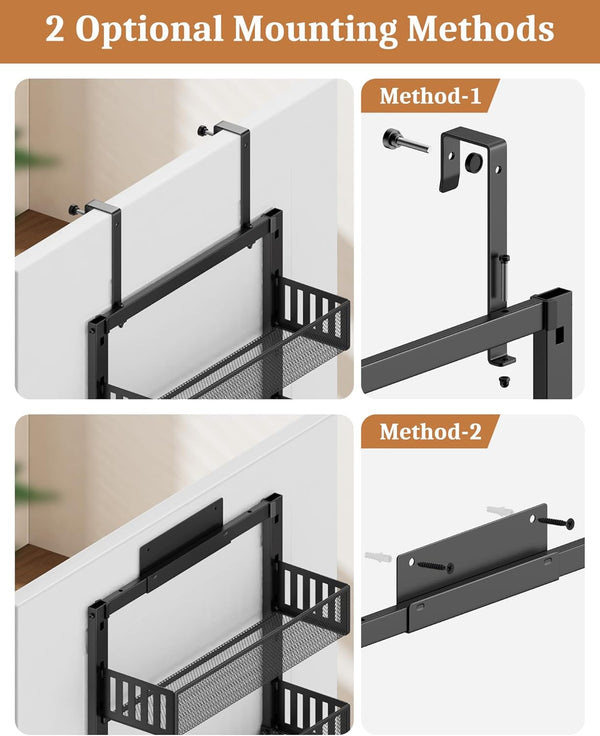 8-Tier over the Door Pantry Organizer, Large Metal Door Spice Rack with Adjustable Basket, 2 in 1 Wall Mount or Hanging Heavy-Duty Pantry Door Storage Shelf for Kitchen and Bathroom, Black5