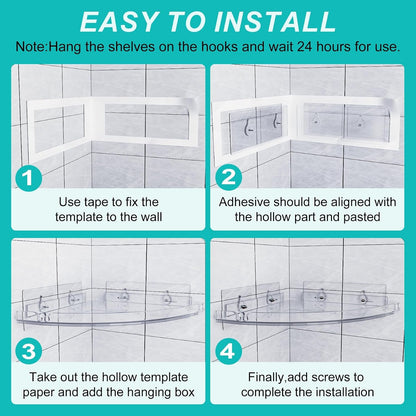 Acrylic Corner Shower Shelves, Adhesive Shower Caddy Organizer for Bathroom Storage Home Decor, Clear Rustproof No Drilling Wall Shelf, 2-Pack6