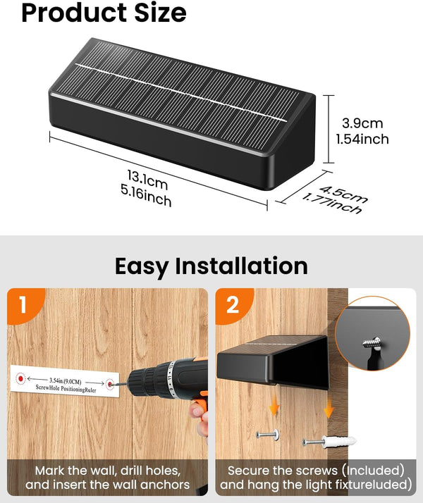 Fence Lights Solar Powered 12 Pack, 3000/4000/6000K 3 Modes, IP65 Waterproof Solar Fence Lights Outdoor, Dusk to Dawn Deck Lights for Outside, Wall, Backyard, Step, Patio, Stair Railings4