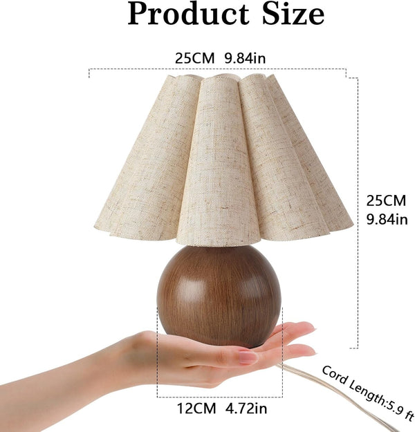 Wood Grain Touch Control Table Lamp for Bedroom,Farmhouse Cute Small Table Lamp for Bedroom Nightstand, Mini Vintage Bedside Lamps with Scalloped Shade for Small Spaces, Kitchen Counter, Bookshelf2