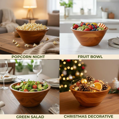 Salad Bowl, 2.3 Qt Acacia Wood Mixing & Serving Bowl, Small Size5