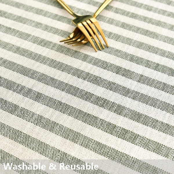 Cotton Square Tablecloth 70 X 70 Inch Olive Green Striped Tablecloths Spring Outdoor Table Cloth for Card Table Tablecloth (Green,70"X 70",Square)5