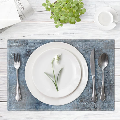 Farmhouse Placemats Set of 4, 12X18 Inch, Denim Blue4