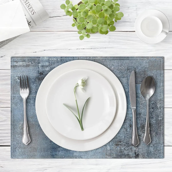 Farmhouse Placemats Set of 4, 12X18 Inch, Denim Blue4