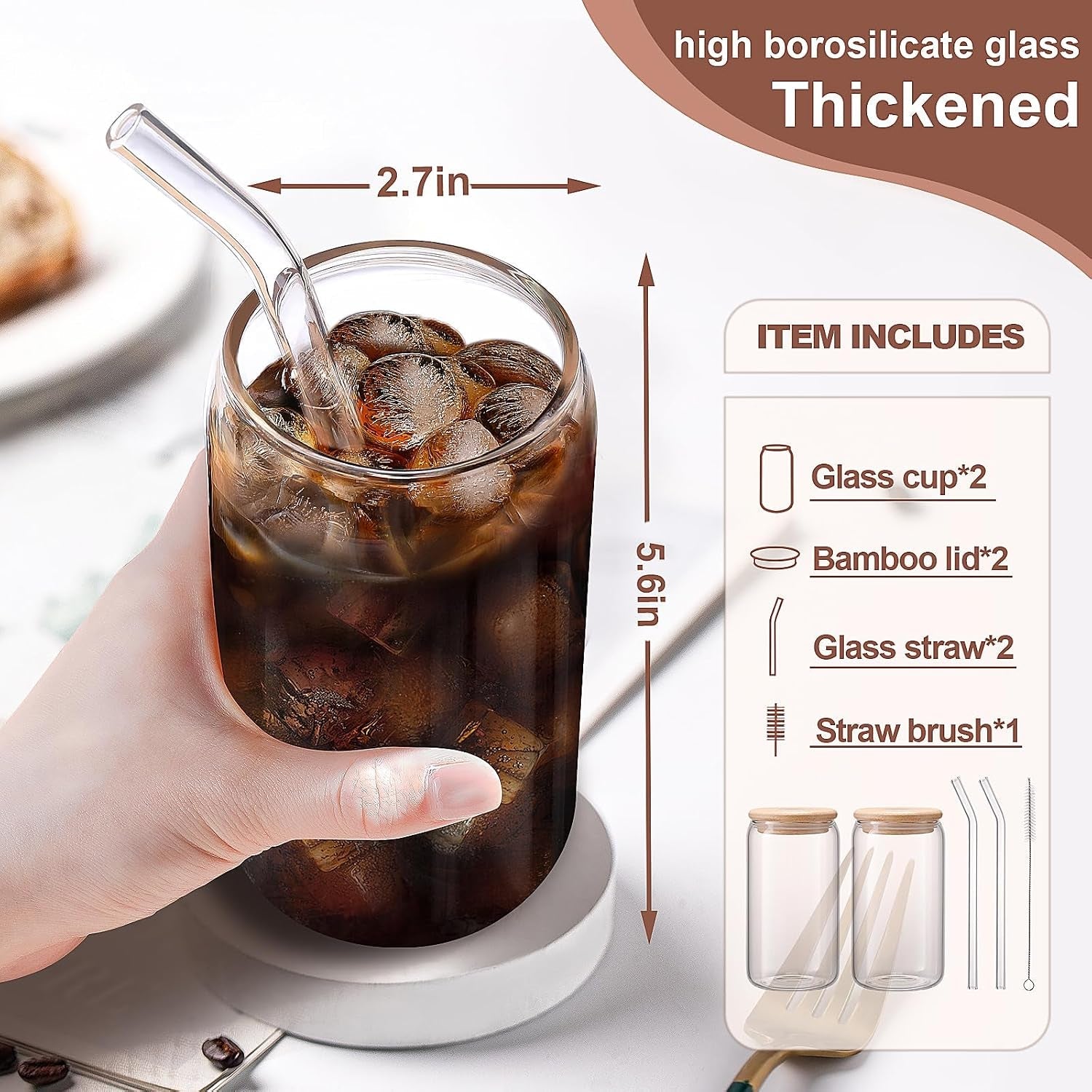 iced-coffee-cups-with-lids-2-pcs-16-oz-glass-cups-with-lids-and-straws-as-coffee-bar-accessories-beer-drinking-glasses-reusable-glass-tumbler-cute-coffee-cups-for-coffee-juice-gifts