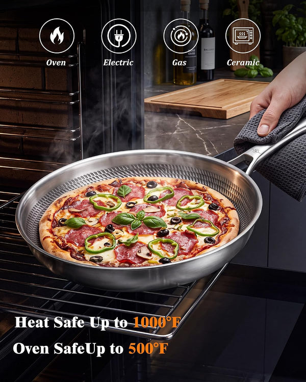 Titanium Cookware Set, 8 Piece Pots and Pans Set with Lid, Hammered Non-Stick Frying Pans, Pfas/Pfoa/Ptfe-Free, Dishwasher & Oven Safe, Compatible with Gas & Induction Cooktops5