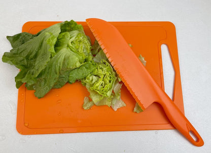 11" Plastic Serrated Knives Set to Cut Salad, Bread, Brownies or Lasagna, Professional Large Lettuce Knife to Prevent Turning Brown, Nylon Knife for Nonstick Pans, Durable Chef'S Knife, 4 Pcs2