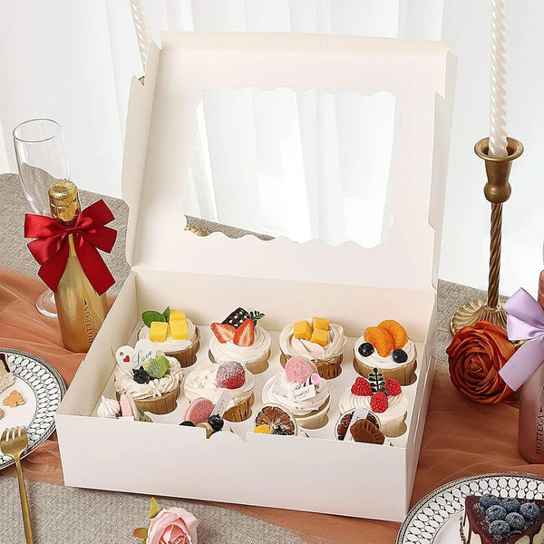 20-Pack Cupcake Boxes, 12 Count Bakery Boxes with Windows & Inserts | 13X10X3.5 Inches Food-Grade Cupcake Containers Ideal for Birthday & Holiday Parties5