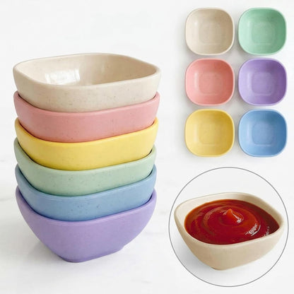 6 Pack Small Plastic Bowls 4.5 OZ Unbreakable Wheat Straw Dipping Bowls，Plastic Ramekins, Assorted Colors Dipping Sauce Cups, Dip Cups， Dessert, Ketchup9