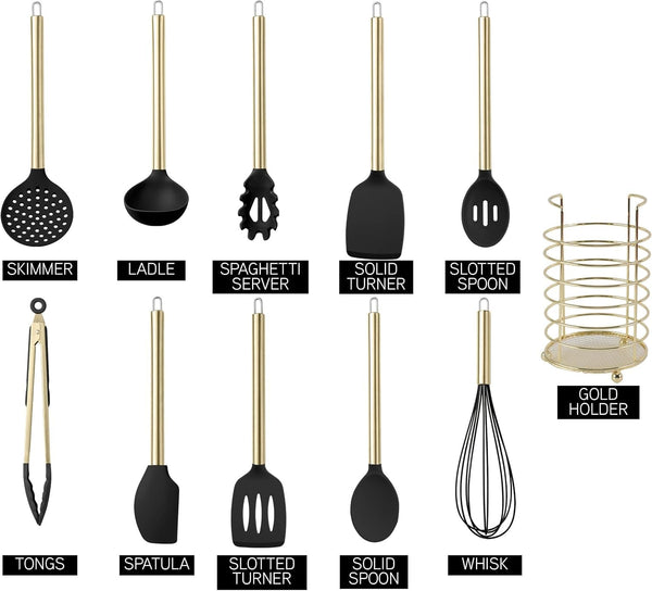 Silicone Cooking Utensils, Kitchen Utensil Set, Easy to Clean Silicone Kitchen Utensils, Cooking Utensils for Nonstick Cookware, Kitchen Gadgets Set with Holder, 10 Pieces2